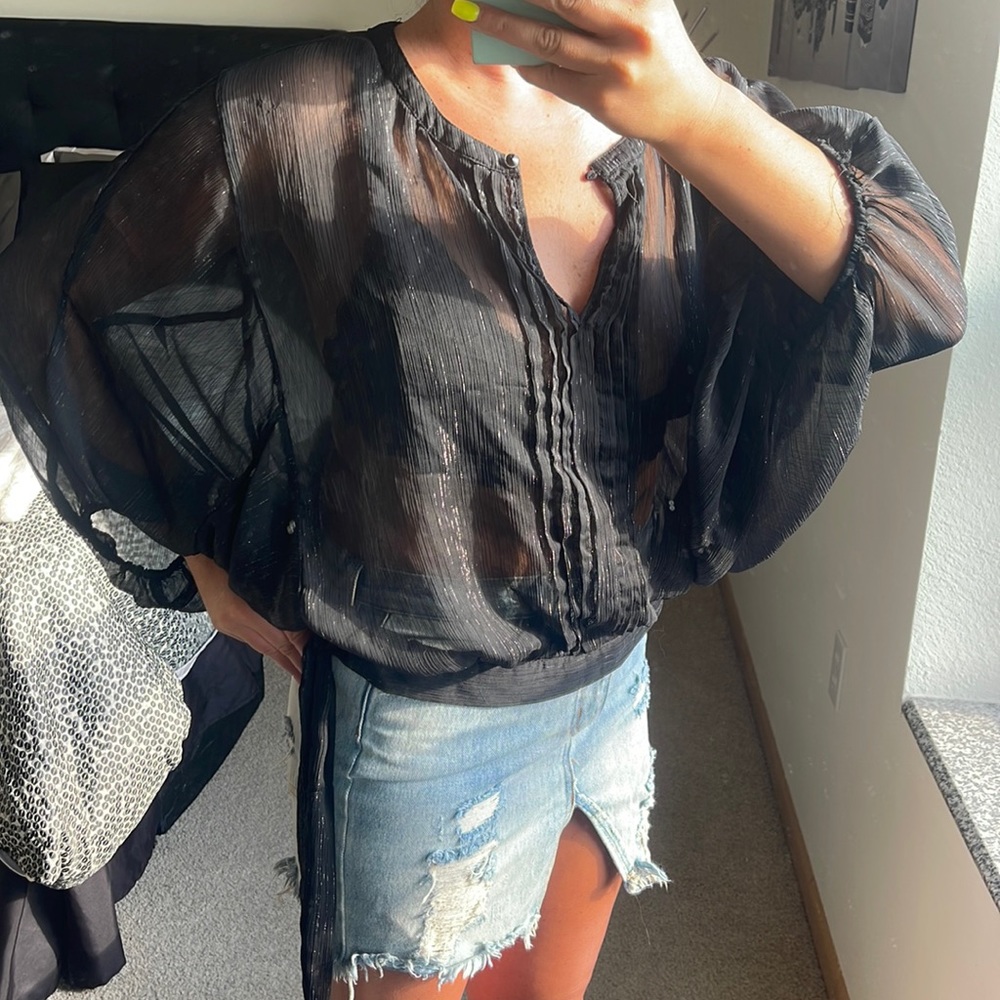 Black sheer oversized top